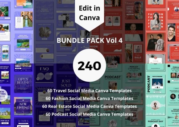 240 Social Media Canva Templates Bundle: Streamline Your Brand