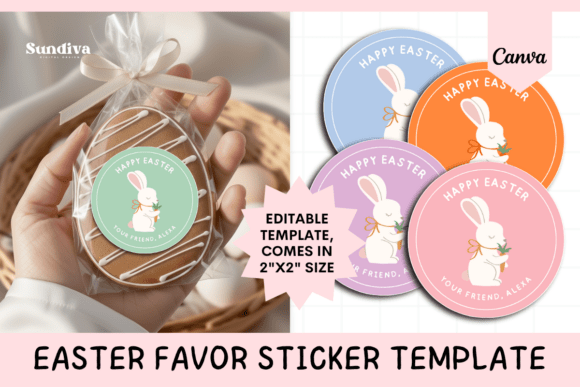 Add a Charming Touch with Easter Treat Round Sticker Template 1