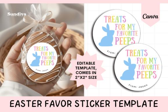 Add Instant Charm with Easter Treat Round Sticker Template 3