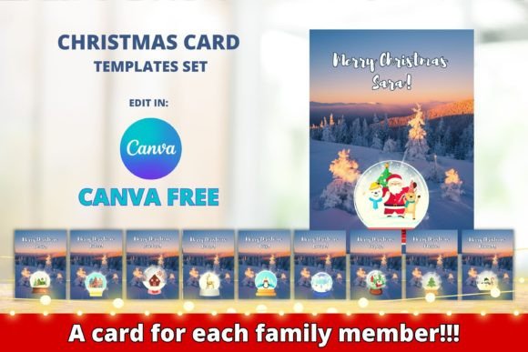 Christmas Card Templates Canva Set: Personalized Holiday Greetings
