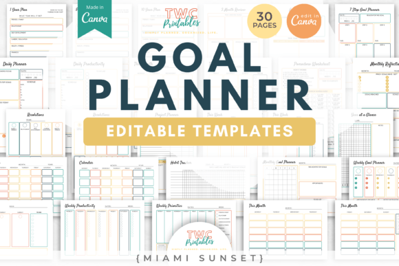 Goal Planner Canva Templates | MIAMI SUN: Your Visual Blueprint for Success