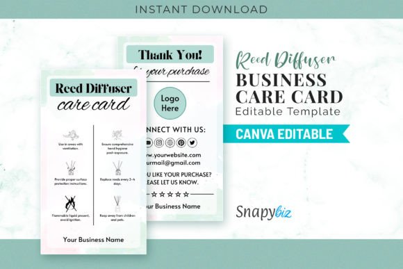 Reed Diffuser Care Card Canva Templates