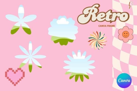 Retro Flower Canva Frame Add Photo_1: A Modern Design Essential