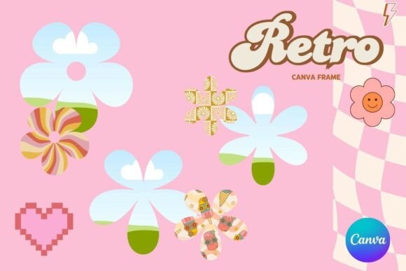 Retro Flower Canva Frame Add Photo_26: A Fresh Take on Floral Design
