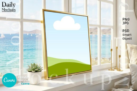 Square Gold Frame Canva Mockup: Elevate Your Designs